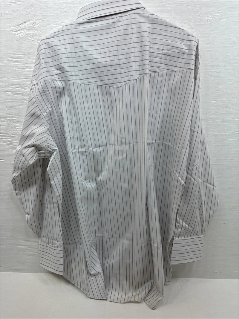 New Men’s ELY Cattleman White Stripe Long Sleeve Pearl Snap 18.5 X 35 2XL F-61