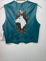 New Women’s 1849 Authentic Ranchwear Blue Horse Show Vest XS L-600