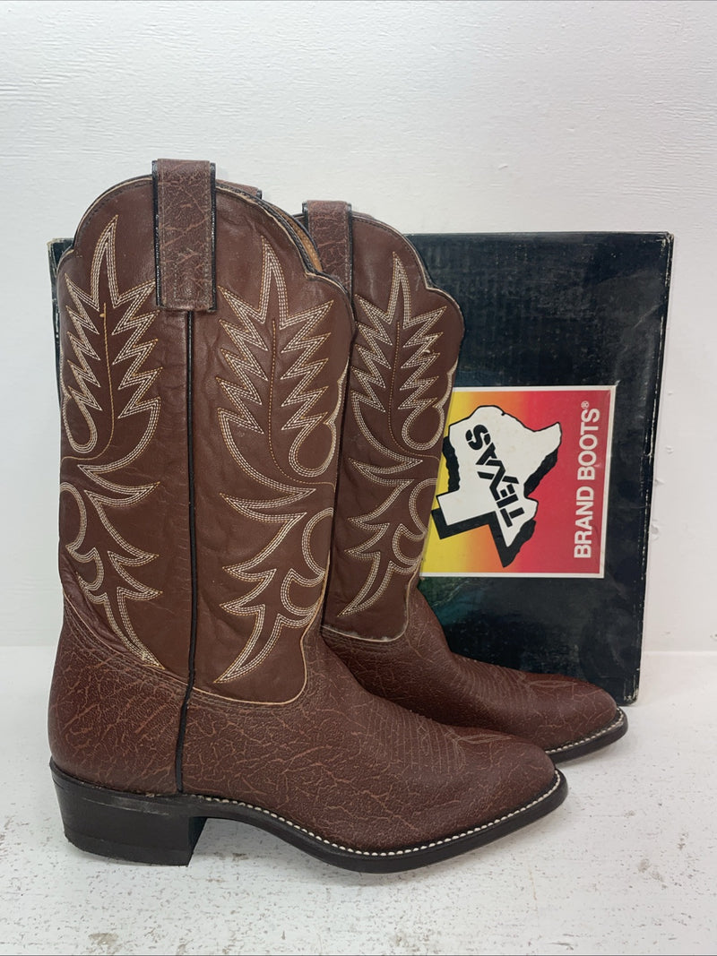 New Mens Brown Texas Brand Cowboy Boots. 7404 10 D. 7-17