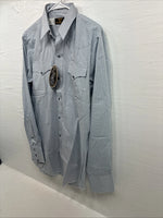 New Men’s Circle S Blue Gray Plaid Long Sleeve Pearl Snap 15 X 34 Medium Q-108