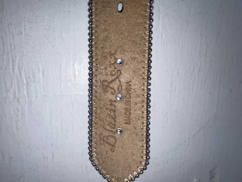 New Cow Print Genuine Leather Blazin Roxx Silver Bling XL Belt #N3511662 NN-144