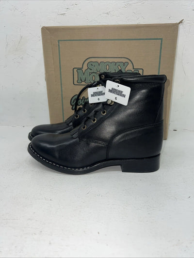 New Women’s Black Lace Up Cowboy Smoky Mountain Boots. 3009Y 6. 20-121