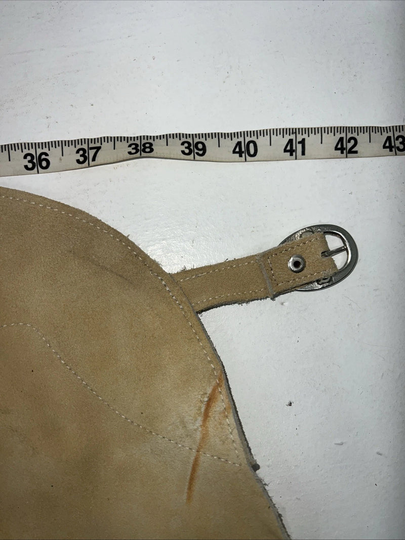 NOS Tan Show Chaps With Fringe Adjustable Waist 42” L-48
