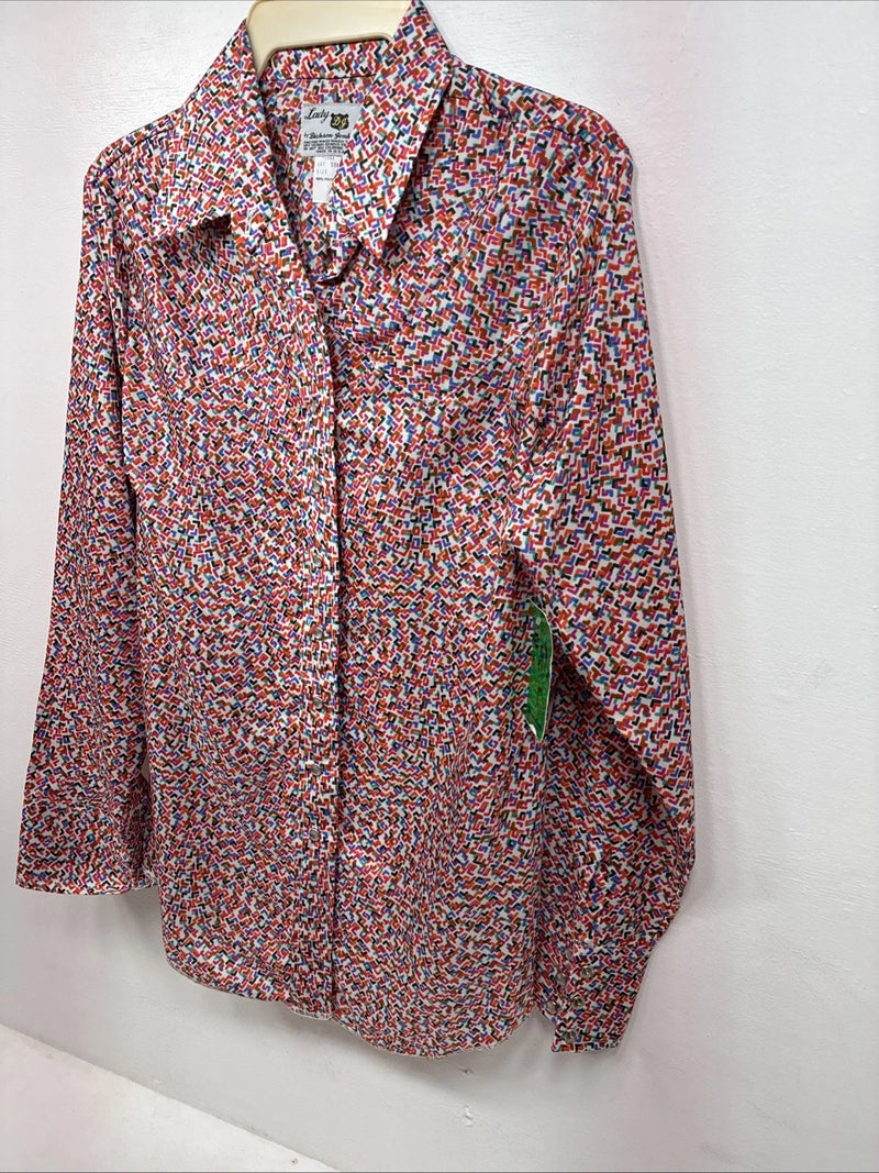 New Women’s Dickson Jenkins Multicolor Long Sleeve Pearl Snap Size 36 LL-73