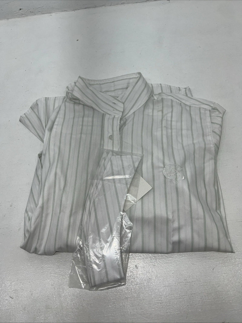 New Women’s Green Stripped On Course Long Sleeve English Riding Shirt. XL G-33