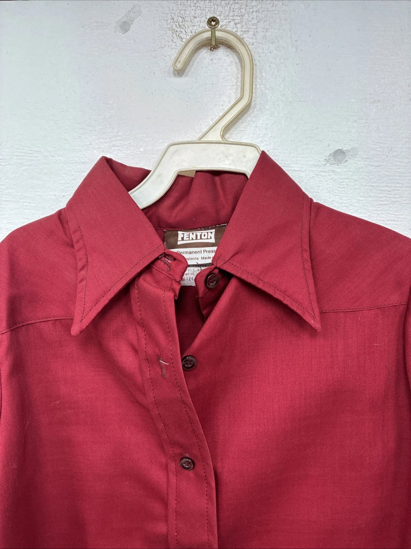 New Kids Fenton Dark Red Long Sleeve Button Up Size 8 YY-118