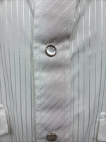 New Men’s White Horse White Stripe Design Long Sleeve Pearl Snap XL O-63