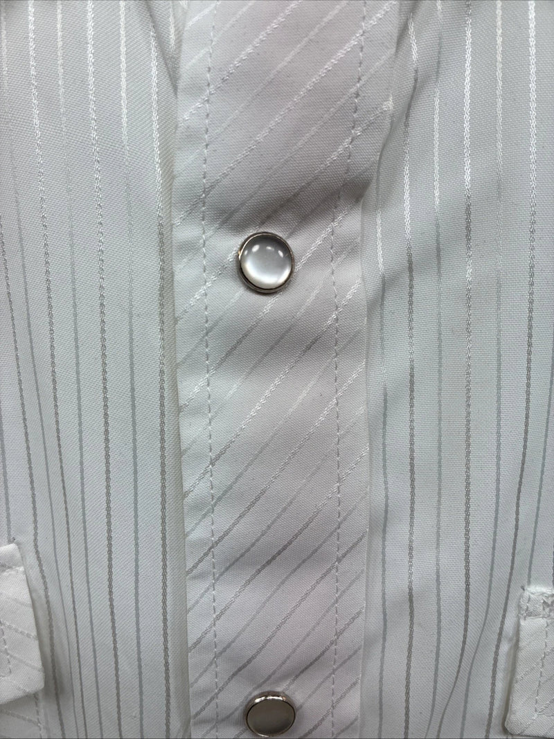 New Men’s White Horse White Stripe Design Long Sleeve Pearl Snap XL O-63