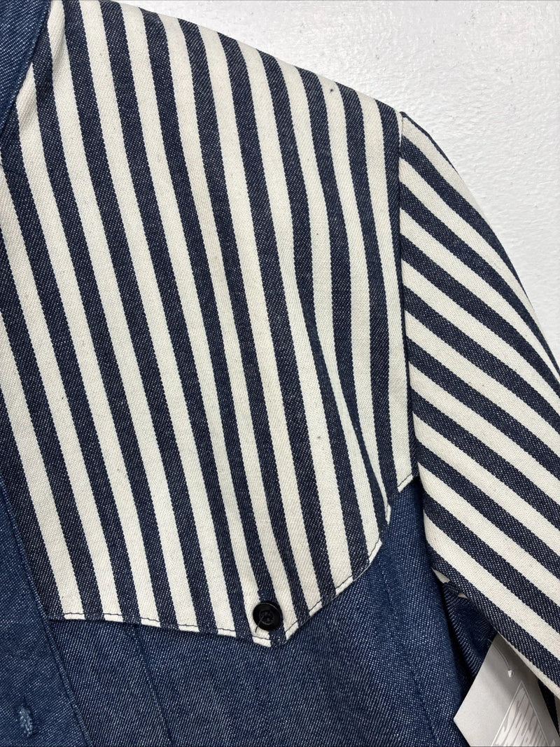 New Women’s Cowboy Threads Jean Stripe Long Sleeve Button Up Size 16 TT-21