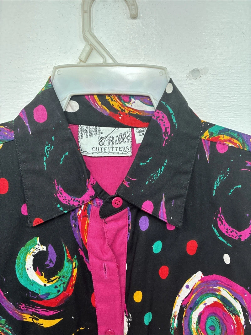New Women’s Mine & Bills Pink Design long Sleeve Button Up Medium MM-108