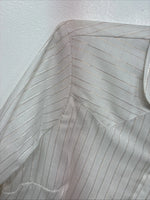 New Women’s H Bar C White Gold Stripe Long Sleeve Pearl Snap Size 40 KK-72