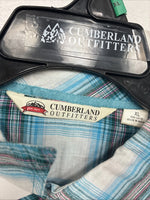 New Women’s Cumberland Blue Plaid Long Sleeve Pearl Snap XL  GG-79