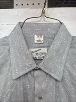 New Men’s Champion Western Gray Long Sleeve Pearl Snap Shirt 15.5 Medium V-60