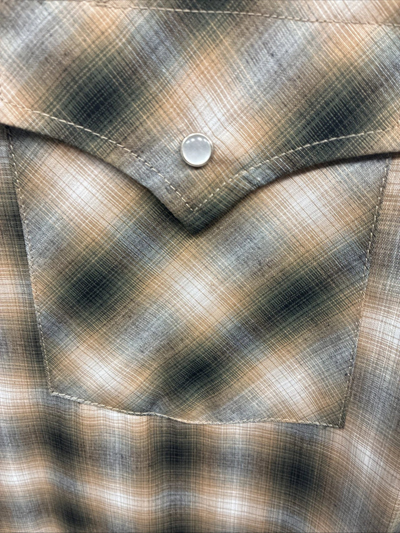 New Men’s ELY Cattleman Yellow Flannel Short Sleeve Pearl Snap 4XL F-51