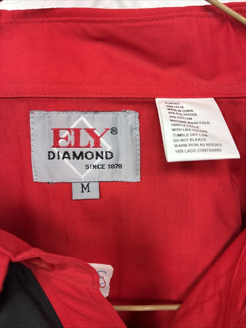 New Men’s ELY Diamond Red Designed Long Sleeve Pearl Snap Medium DD-100
