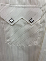 New Men’s White Horse White Gold Stripe Long Sleeve Pearl Snap Medium J-82