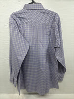 New Men’s White Horse Purple Plaid Long Sleeve Pearl Snap XL M-70
