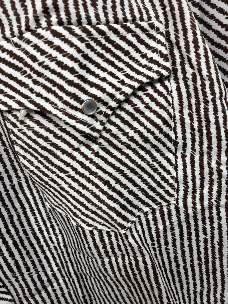 New Women’s Dickson Jenkins Brown Stripe Long Sleeve Pearl Snap Size 17 XL II-37