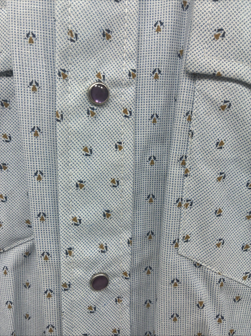 New Men’s Dickson Jenkins Blue Floral Short Sleeve Pearl Snap 14.5 Small V-62