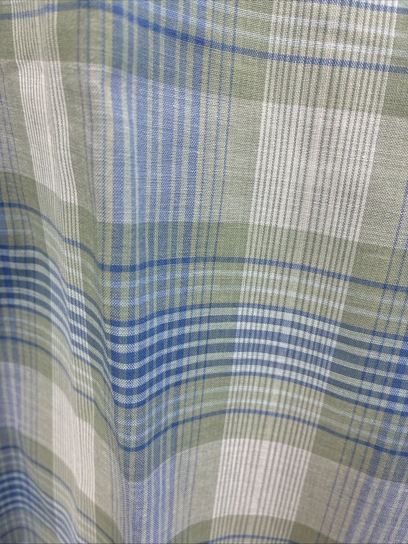 New Men’s Miller Blue Green Plaid Long Sleeve Pearl Snap 16 Large Q-71