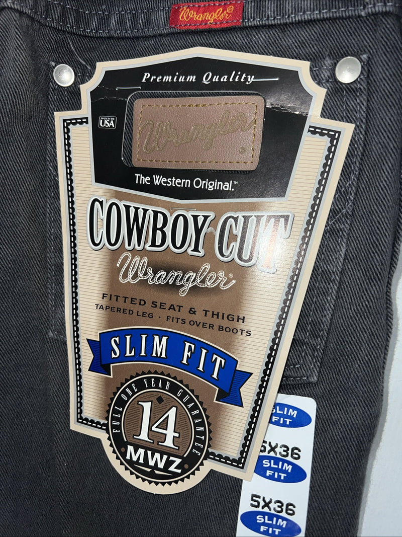 New Women’s Wrangler Cowboy Cut Slim Fit Grey Denim Jeans. 5x36 N-6