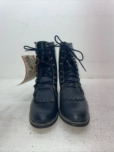 New Men’s Black Lace Up Texas Brand Cowboy Boots. 8850 8 E E. 1-128