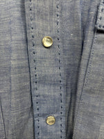 New Men’s Rocket mount Blue Jean Design Long Sleeve Pearl Snap Medium M-59