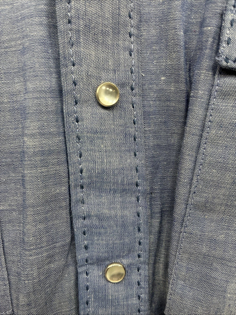 New Men’s Rocket mount Blue Jean Design Long Sleeve Pearl Snap Medium M-59