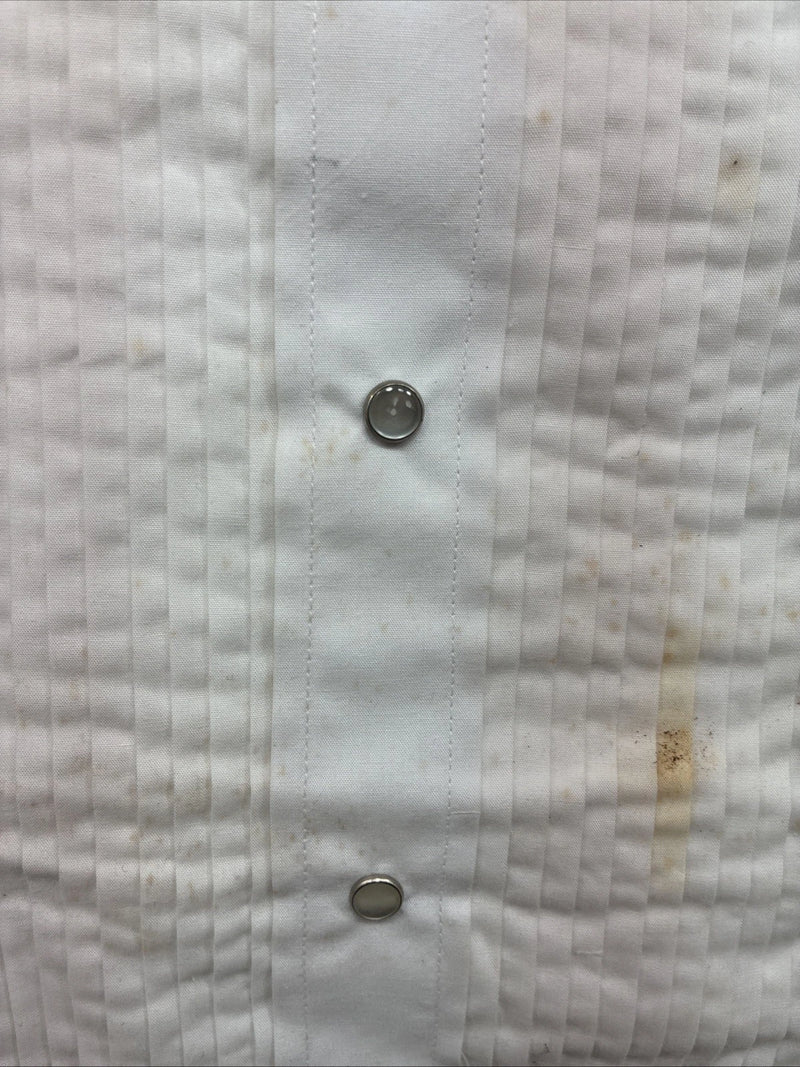 New ELY Cattleman White Long Sleeve Pearl Snap English Shirt Small X-97