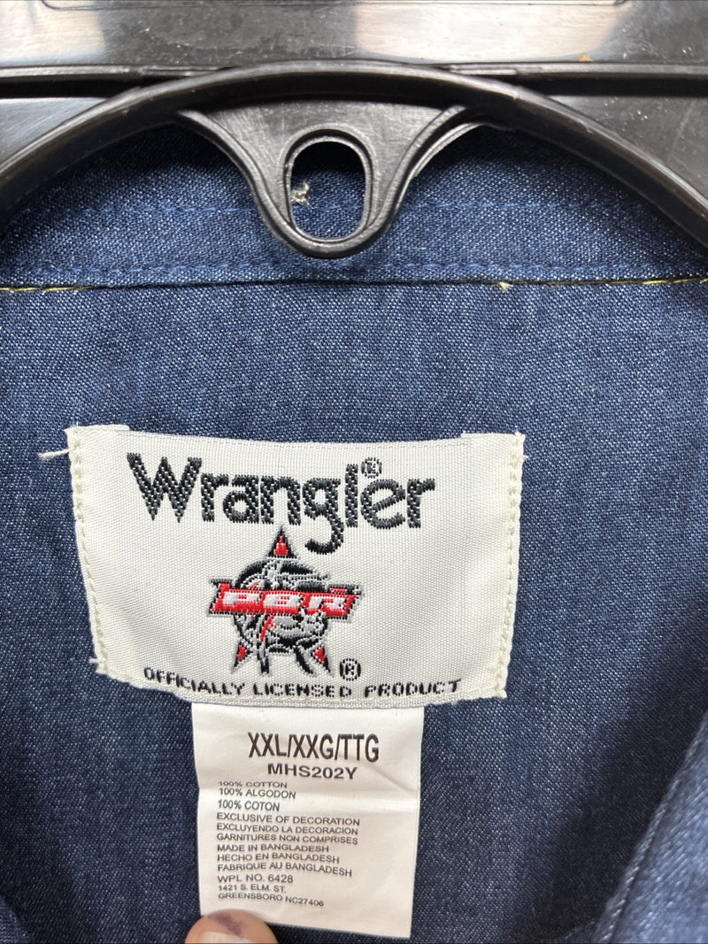 New Men’s Wrangler PBR Western Yellow Long Sleeve Button Up 2XL H-51