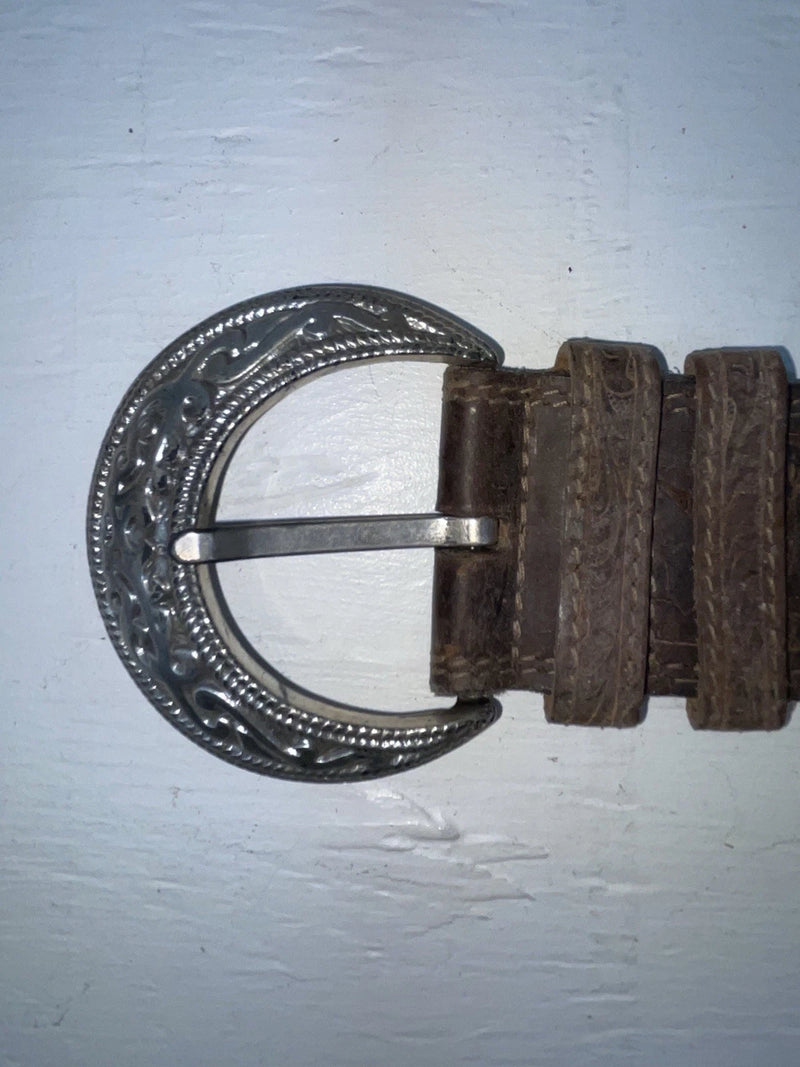 New Brown Genuine Leather Tooled 28” Belt #25000 JJ-107