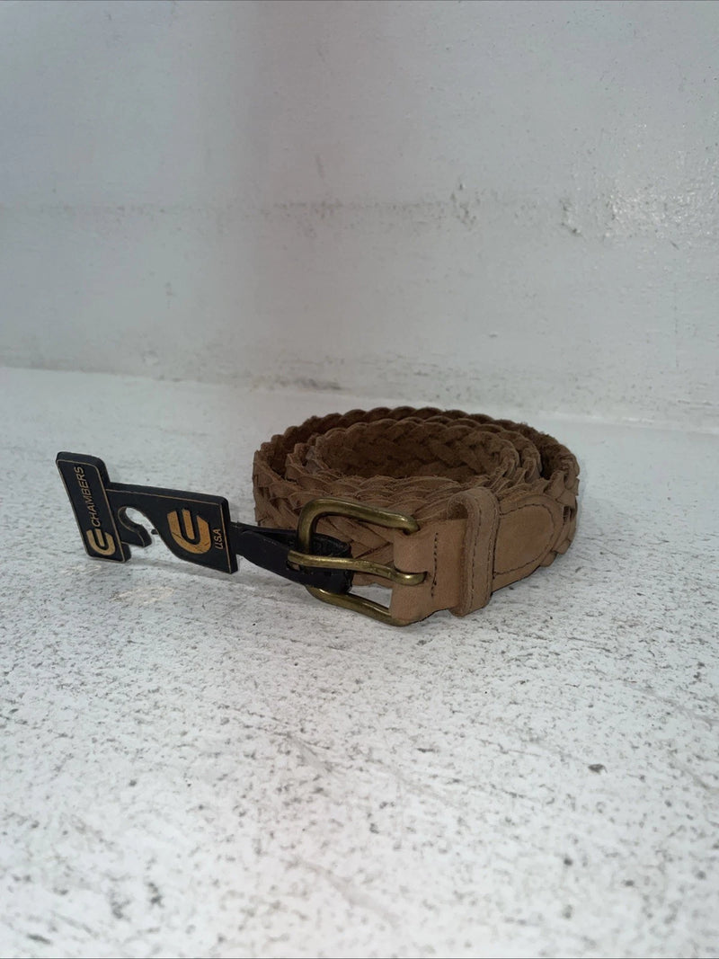 New Brown Genuine Leather Chambers Braided 35” Belt Z-11