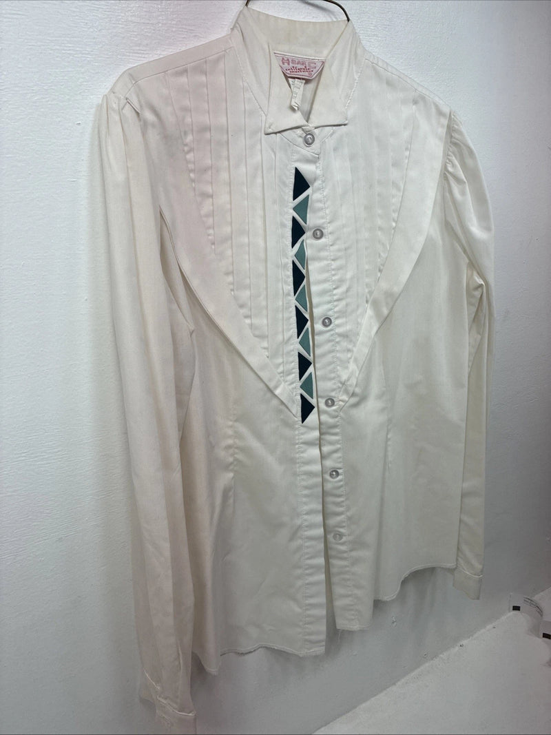 New Women’s H Bar C White Designed Long Sleeve Button Up Size 36 KK-35