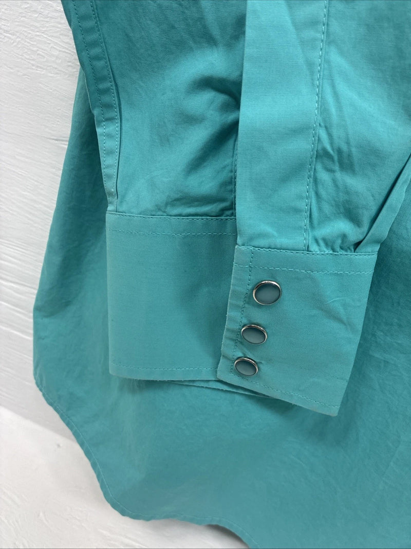 New Men’s White Horse Teal Long Sleeve Pearl Snap XL R-57