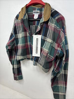 New Women’s Panhandle Slim Plaid Long Sleeve Button Up Crop Top XL MM-115