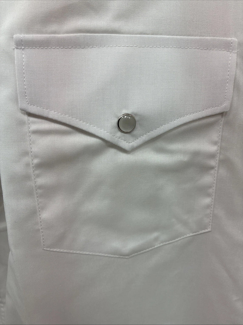New Men’s White Horse Western White Short Sleeve Pearl Snap Large V-38