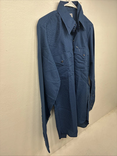New Men’s Dickson Jenkins Blue Long Sleeve Pearl Snap Size 34 KK-113