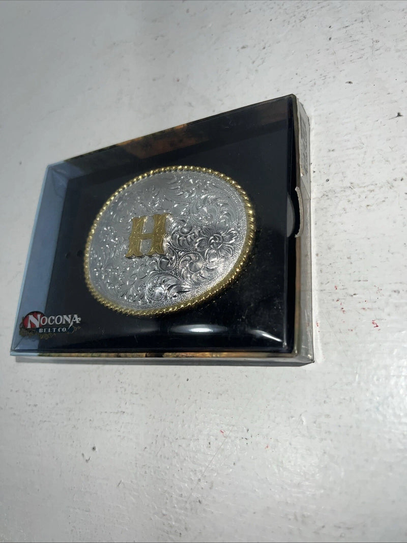 New Women’s Nocona Gold Silver “H” Belt Buckle 37572-H A-119
