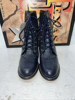 New Women’s Navy Lace Up Texas Brand Cowboy Boots. 4445 7.5 7 1/2 M. 18-27
