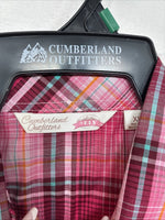New Women’s Cumberland Pink plaid Short Sleeve Pearl Snap XL GG-26