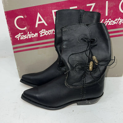 New Women’s Black Capezio Cowboy Boots With Fringe. L870 6 M. 20-85