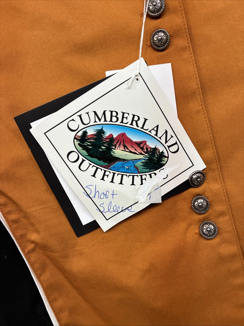 New Women’s Cumberland Orange Black Short Sleeve Button Up Large MM-134