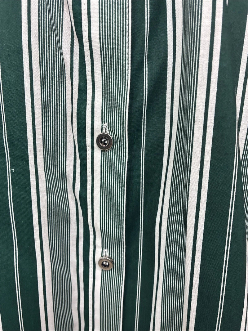 New Men’s Cowboy Threads Green Stripe Short Sleeve Button Up Large DD-43