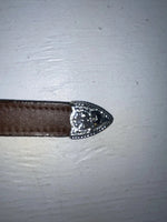 New Brown Genuine Leather Nocona Silver Pendent 26” Belt #3016602 NN-84