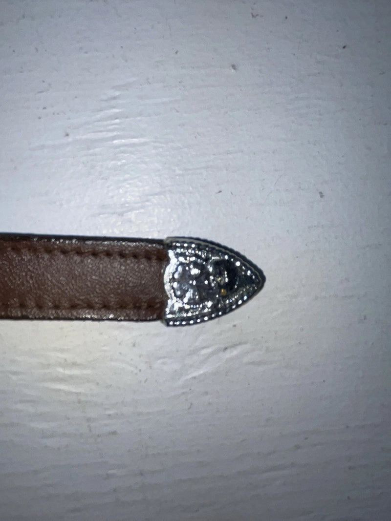 New Brown Genuine Leather Nocona Silver Pendent 26” Belt #3016602 NN-84