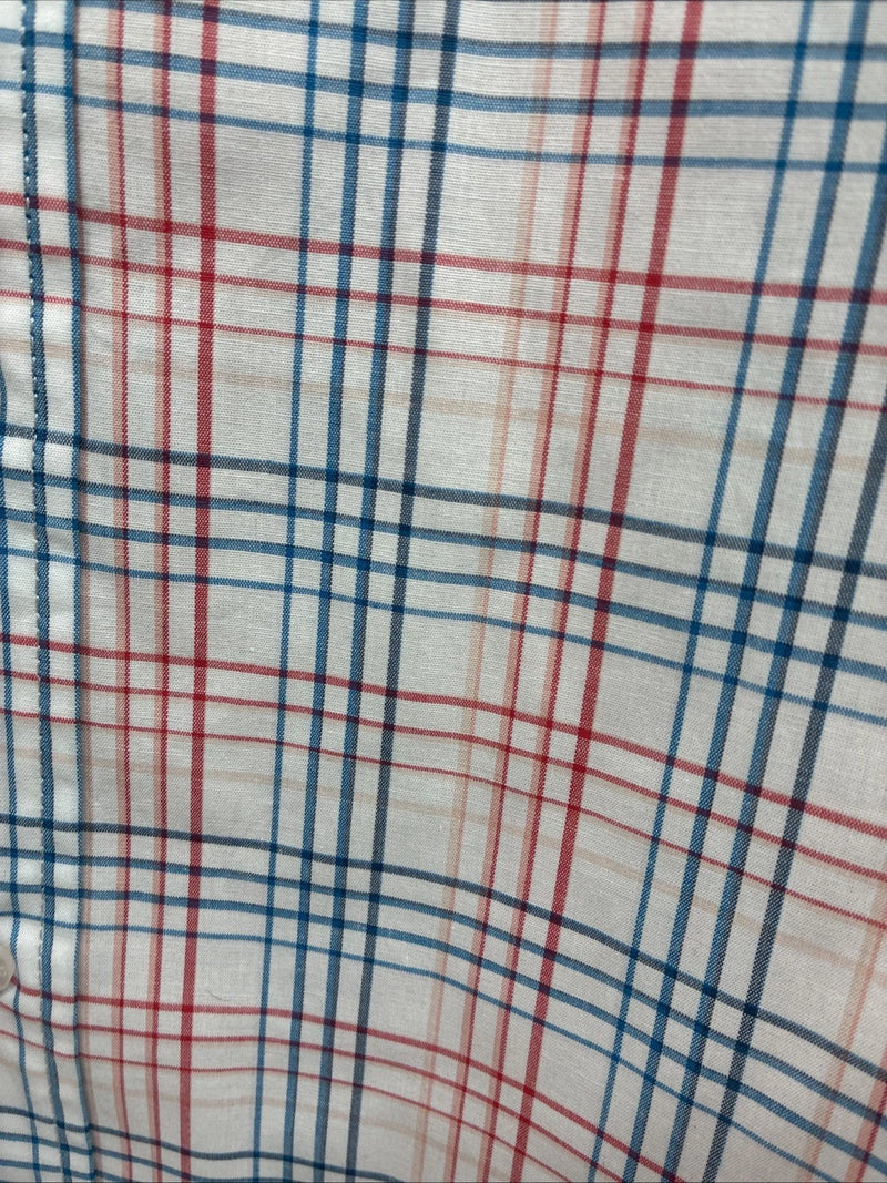 New Men’s ELY Cattleman White Multicolor Plaid Long Sleeve Button Up Large Q-21