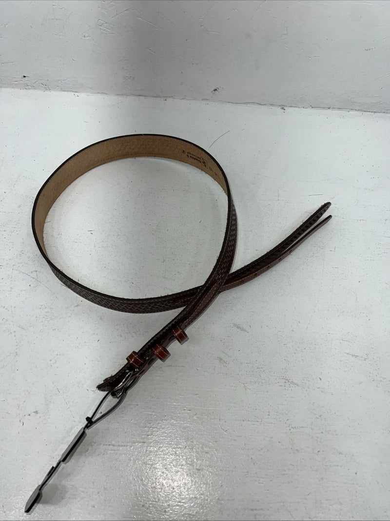 New Brown Genuine Leather Double S Tooled Belt #0701048 40 W-12