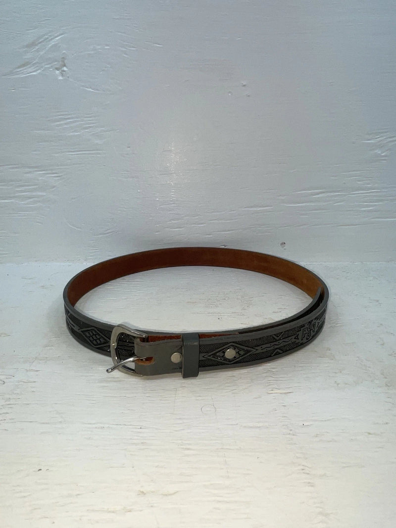 New Gray Genuine Leather Comanche Tooled 34” Belt #10357 Z-106