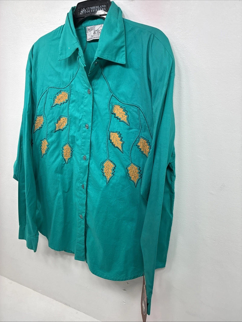 New Women’s Mine & Bills Blue Design Long Sleeve Button Up Small DD-107