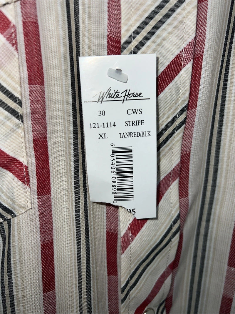 New Men’s Pink Stripped White House Long Sleeve Pearl Snap Shirt. XL S-31